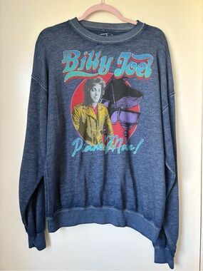 Billy Joel 'Piano Man' Graphic Crewneck Sweater - Blue